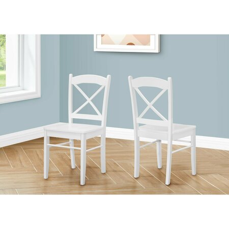 Monarch Specialties Dining Chair, Set Of 2, Side, Kitchen, Dining Room, White, Wood Legs, Transitional I 1320